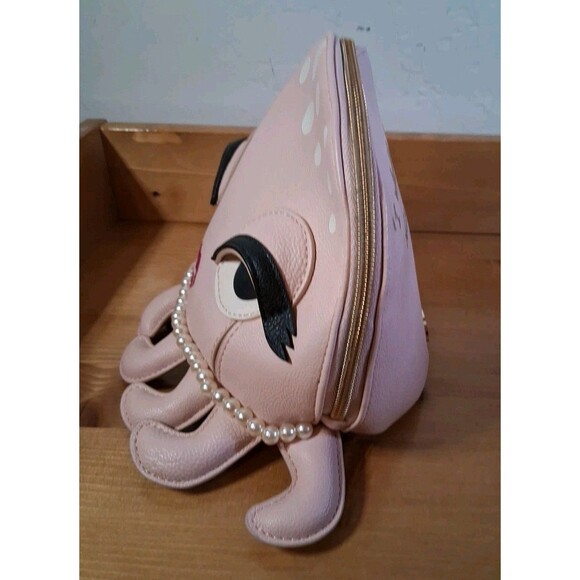 BETSEY JOHNSON Kitsch Octopus Pink Pearls Clutch Cosmetic Makeup Bag NWOT - Picture 3 of 13